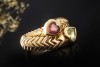 Bvlgari Spiga Herz Ring mit Rubellit Peridot Flexibel in 750er Gelbgold 