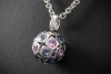 A. Odenwald Tango Collier Kugel Anhänger Kette Bunte Saphire in Weißgold 
