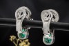 Ohrringe Ohrclips mit Smaragd Perlen und Diamanten in 750er Weißgold 