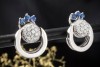 Ohrringe Ohrstecker mit Saphiren Diamanten 2in1 beweglich 750er Weißgold 