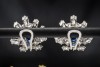 Ohrringe Ohrclips mit Oval Saphir und Diamanten in Platin und Weißgold 