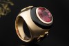 Massiver Georg Hornemann Siegelring Rhodolith u. Onyx Kreuz Gelbgold 750 