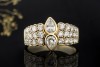 Ring Diamant Tropfen und Brillanten Detailverliebte Gelbgold Handarbeit 
