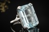 Eleganter Vintage Cocktailring Ring mit großem Aquamarin 750er Weißgold 