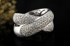 Verschlungener Doppelband Ring mit Diamanten Massive Arbeit Weißgold 750 
