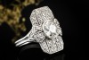 Antiker Ring mit Diamanten im Old Mine Cut Art déco in 950er Platin 
