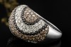 Cocktailring Ring Diamant Arbeit Weiß Braun Schwarz in 750er Weißgold 