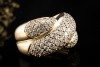 Verschlungener Doppelband Ring mit Diamanten Massiv in 750er Gelbgold 