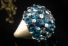 Ausgefallener Cocktailring Ring mit Blautopas und Diamanten in Gelbgold 