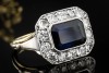 Ring Antik mit Saphir und Diamanten im Altschliff Handwerkskunst in Gold 