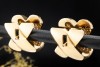 Creolen Ohrstecker im Kreuzdesign mit Diamanten in 750er Gelbgold 