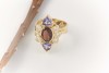 Designer Ring in 750er Gold mit Tansanit Turmalin und Brillanten Handarbeit 