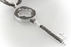 SCHLÜSSEL 750 Weißgold Anhänger schwarze & weiße Diamanten 