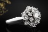 Diamant-Cluster Ring Diamanten 585er Weißgold Vintage Goldschmiedearbeit 