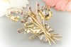 50er Jahre Brosche Nadel mit Brillanten & Rubin in 750er Gold 