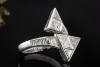 Exklusiver Designer Ring Dreiecke mit Diamanten Handarbeit Weißgold 750 