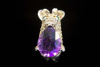 Tier Motiv Ring Robbe mit Amethyst Brillanten und Tsavorit in Weißgold 