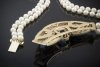 Hans Dieter Krieger Perlen Collier mit mit Topas & Brillanten 750er Gelbgold 