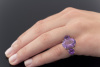 Art Deco Platin Ring mit 3 x Amethyst imposant in 900er Platin Goldschmiedearbeit 