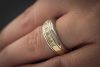 Ring Zweifarbiges Spiel mit gelben Carre Diamanten in 750er Gold Bicolor 