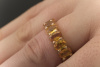 Memoire Ring Saphir Orange rundum Ovalschliff in 750er Gelbgold  