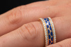 Designer Ring rundum Brillanten Colorit blau wie Emaille in Rotgold 750 