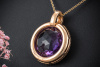 Großartiger Amethyst Leo Wittwer Rotgold Anhänger mit braunen Diamanten 