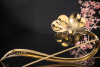 Besondere alte Tiffany & Co. Brosche Blume mit Brillanten in 750er Gold 