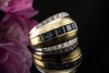 Ring mit Saphir eckig und Diamanten Brillanten Gelbgold Weißgold Bicolor 