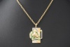Jazychic Löwe Sternzeichen Anhänger Tsavorit Diamanten Gold Bicolor 750 