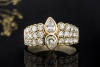Ring Diamant Tropfen und Brillanten Detailverliebte Gelbgold Handarbeit 