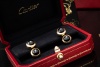 Cartier Manschettenknöpfe mit Onyx Kugeln Schwarz Gelbgold 750 Full Set 