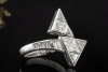 Exklusiver Designer Ring Dreiecke mit Diamanten Handarbeit Weißgold 750 