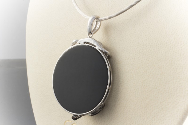 2 Panther Anhänger Rund mit Onyx 2,80 Ct Brillanten in 750er Weißgold  