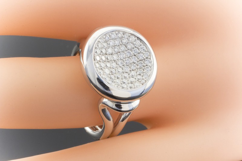 Georg Lauer Pforzheim Brillantring Rund Ring mit Brillanten 750er Weißgold 