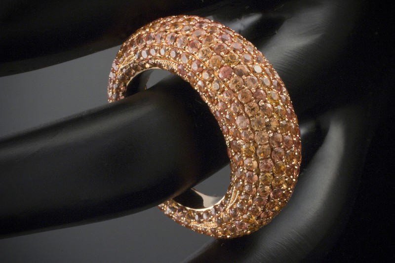 Designer Ring mit 7,37 CT Saphir Orange in 750er Rotgold Gold Gr 55 