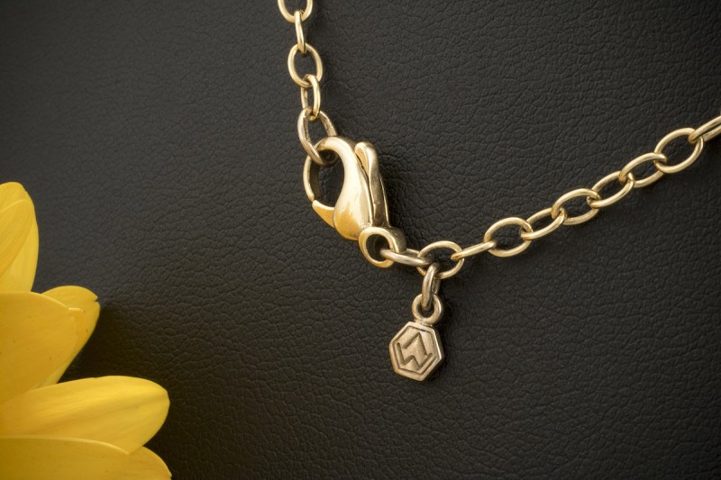 Victor Mayer Collier Kreuz Anhänger mit Perlmutt in 750er Gelbgold 18 Karat 