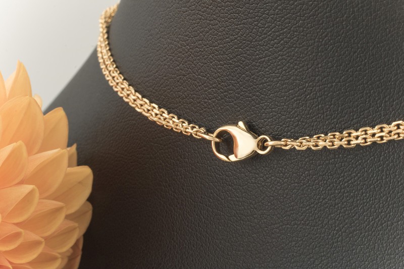 Leo Wittwer Collier Drache mit Kreisen Emaille und Brillanten in Rotgold 750 