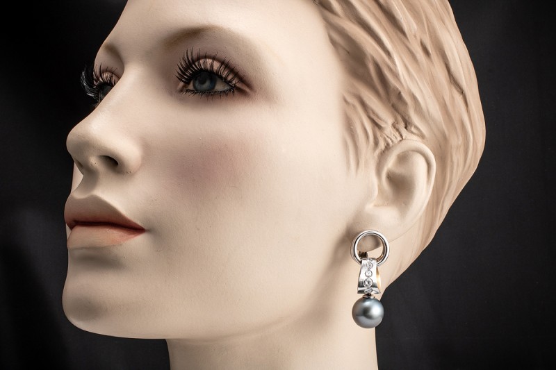 Massive Tahiti Ohrclips Perlenohrringe mit Brillanten 750er Gold Bicolor 