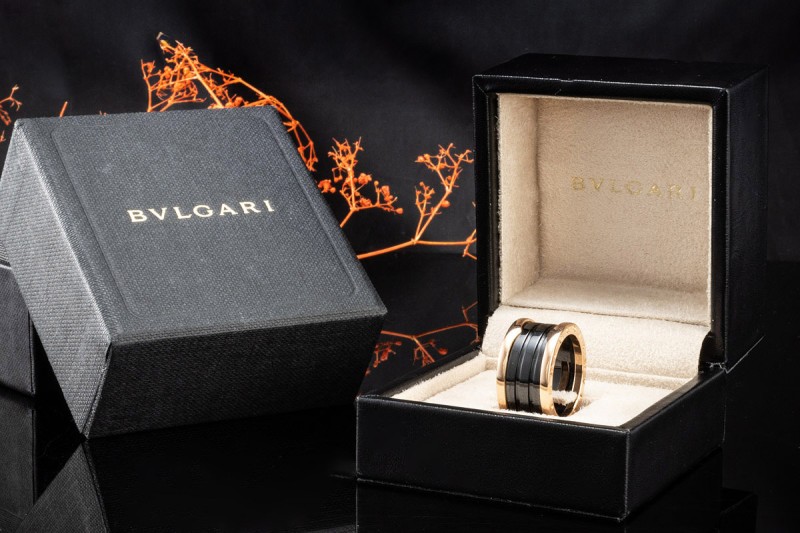 BVLGARI B.zero1 4-Band Ring Schwarze Keramik Roségold OVP 56 Bulgari 