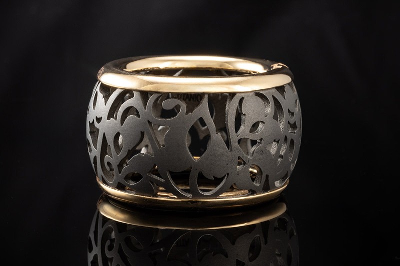 Pomellato Ring Arabesque Graue Titan Arbeit in Roségold 750 Ringgröße 53 