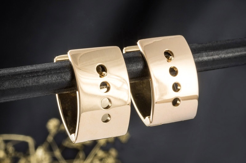 Wellendorff Vintage Ohrringe Creolen Blau Grau Diamanten in Gelbgold 750 