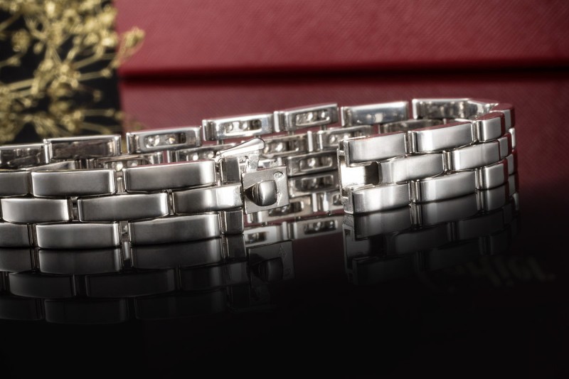 Cartier Armband Maillon Panthère mit 48 Diamanten Weißgold 750 18,5 cm 