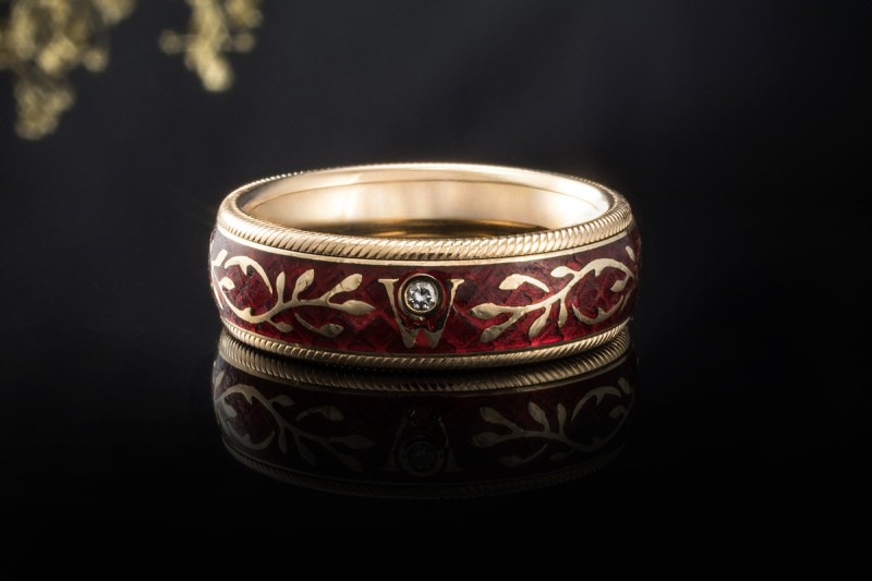 Wellendorff Ring Hibiscus Drehring mit 1 Diamant in 750er Gelbgold Gr 56 