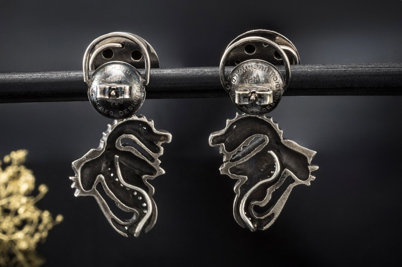 Buchwald Ohrringe Drache 2 in 1 mit Diamanten in Weißgold 750 Ohrstecker 