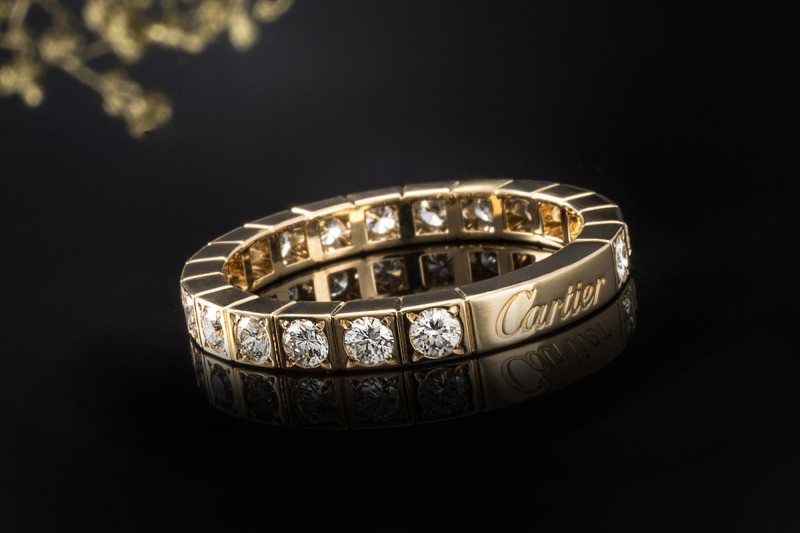 Cartier Lanières Ring Memoire mit Diamanten Brillanten in 750er Gelbgold 