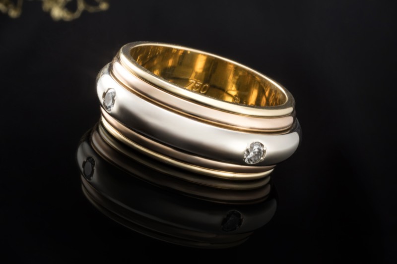 Cartier Drehring Saturn Ring Trinity mit Diamanten in Gold Tricolor 750 