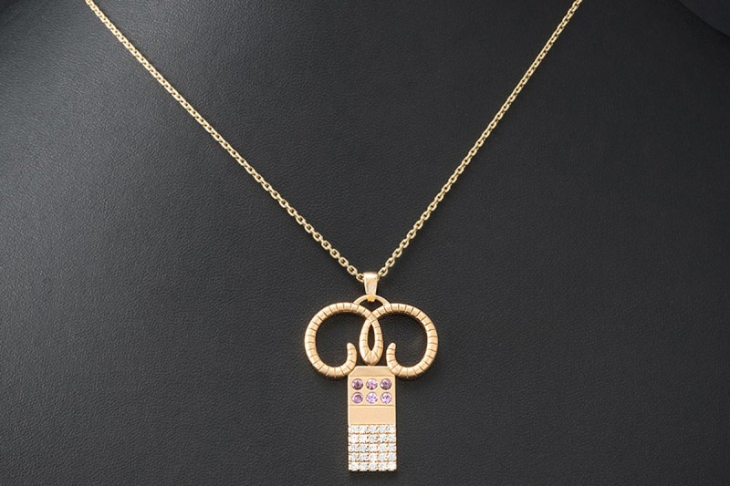 Jazychic Widder Sternzeichen Anhänger Pink Saphir Diamanten Roségold 750 