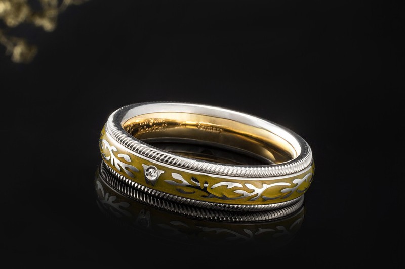 Wellendorff Ring Pistazie Drehring mit 1 Diamant in 750er Weißgold Gr 58 