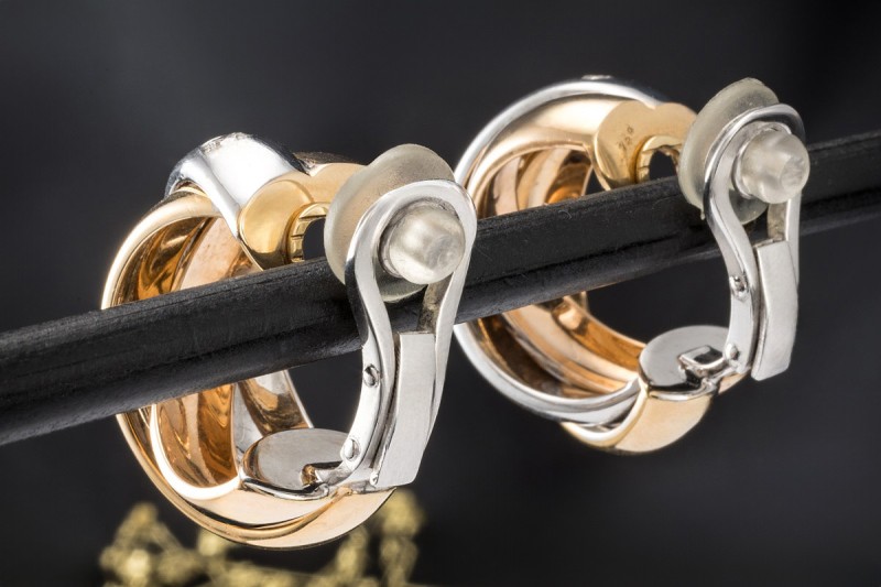 Creolen Ohrclips mit Diamanten Massiv in Roségold Weißgold Gelbgold 750 